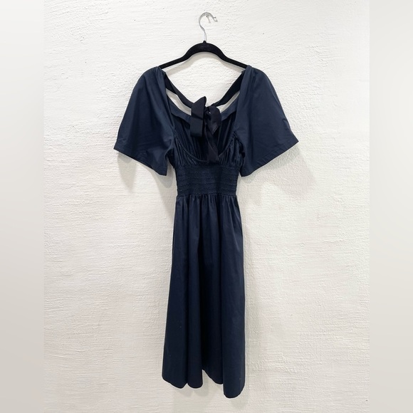 La Ligne Open Back Cotton Dress in Navy - Picture 6 of 7